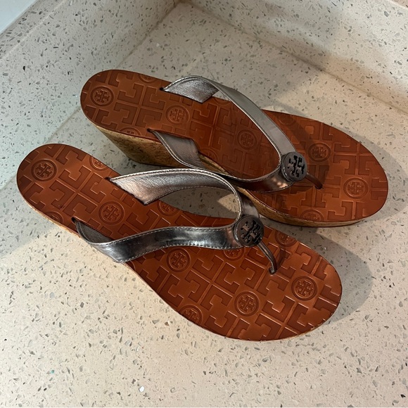 Tory Burch Thora Patent Leather Wedge Sandals - Picture 5 of 5